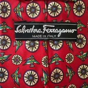 Salvatore Ferragamo Red and Cream Tie